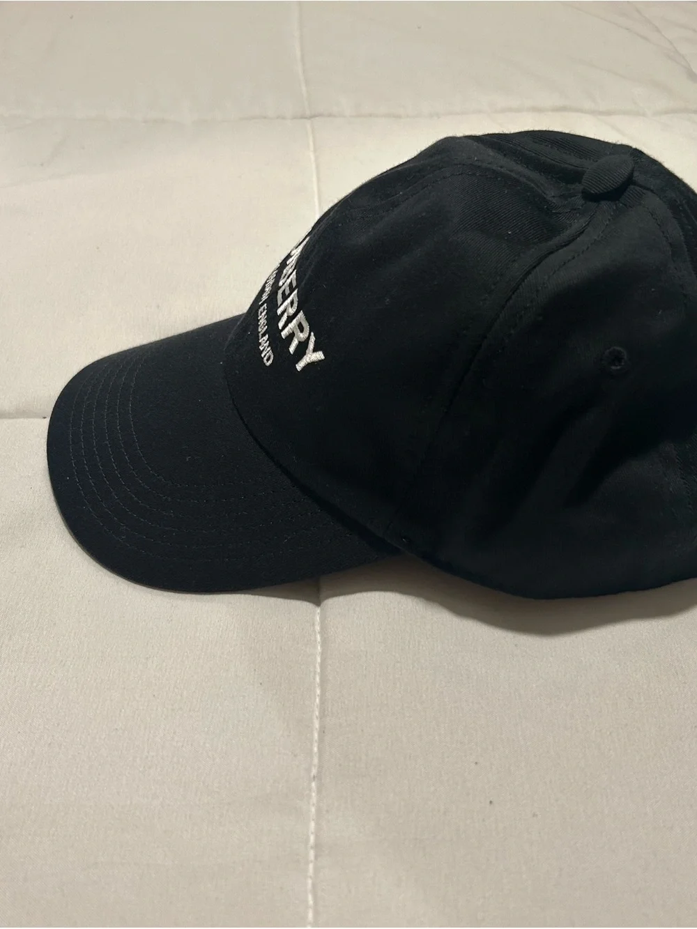 Burberry Black and White Embroidered Logo Baseball Cap- Small
